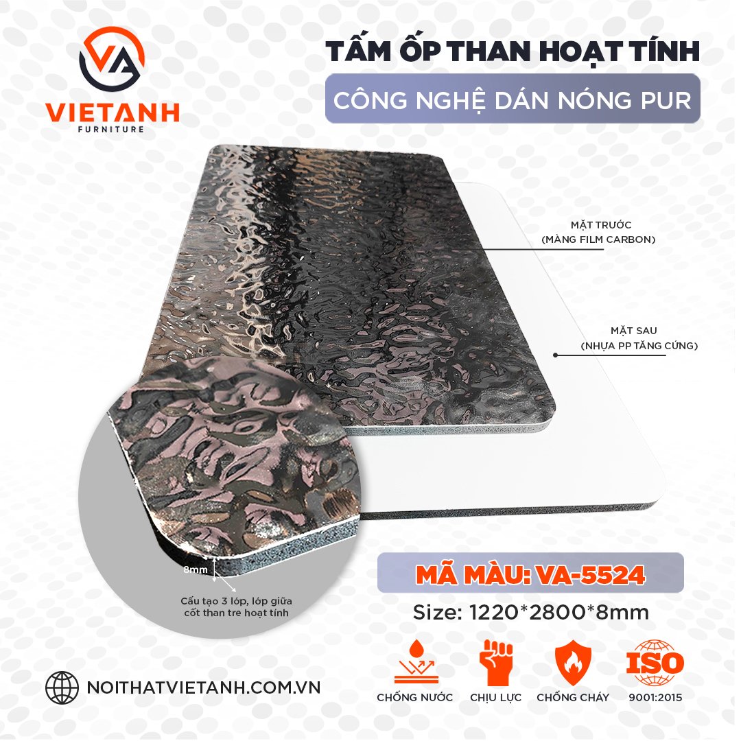 TẤM ỐP THAN HOẠT TÍNH VÂN INOX SÓNG