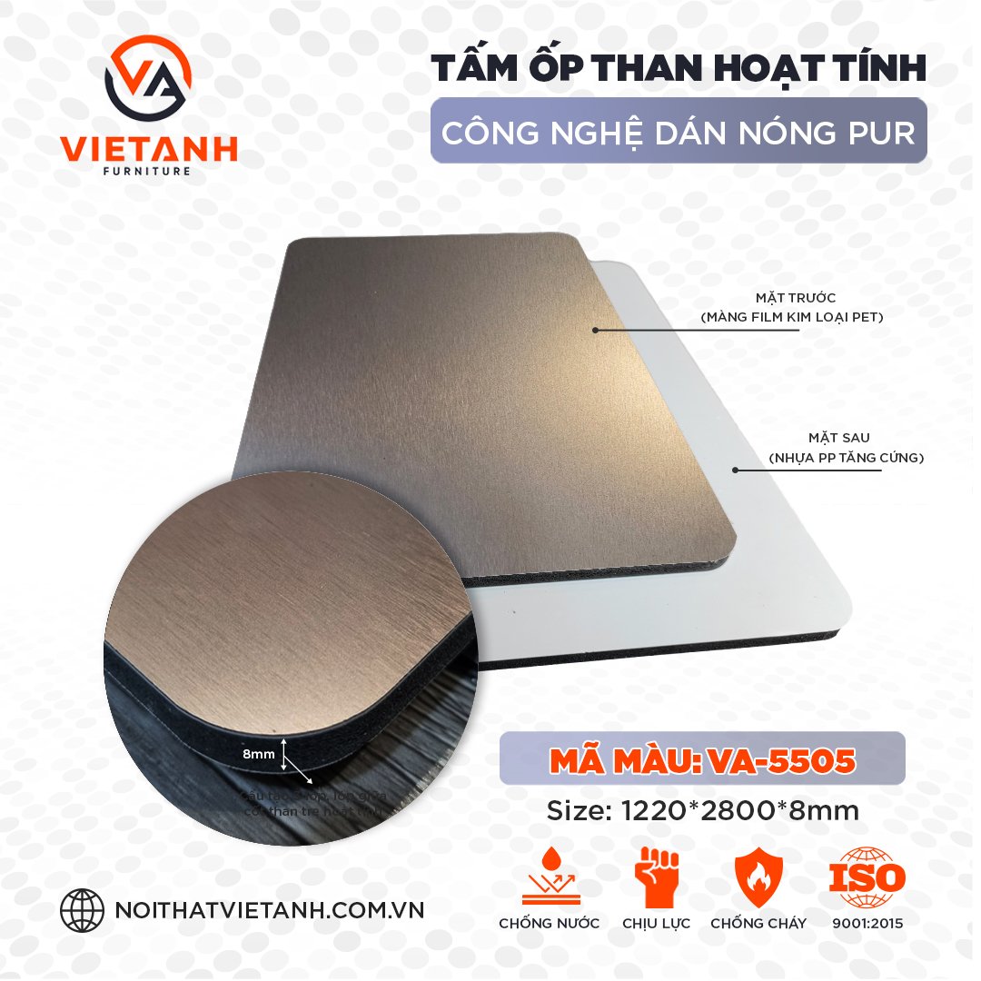 TẤM ỐP THAN HOẠT TÍNH VÂN KIM LOẠI ĐỒNG