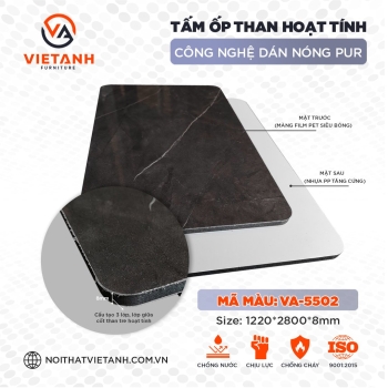 TẤM ỐP ĐA NĂNG SỢI THAN HOẠT TÍNH BỀ MẶT VÂN ĐÁ XÁM ĐEN
